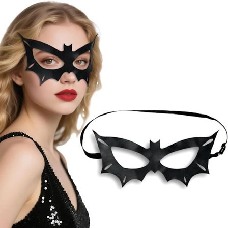 Batman Maske Voksen, PU Lær Batman Maske for Kvinner & Menn Batgirl Batwoman Bat Man Øyemaske Halloween Kostyme Cosplay Tilbehør