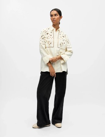 Object Objperry L/S Lo Shirt E Au 25 - Cream - 34