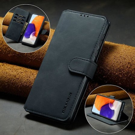 (For Samsung Galaxy A13 5G) DG.MING Vintage lærdeksel til telefon svart