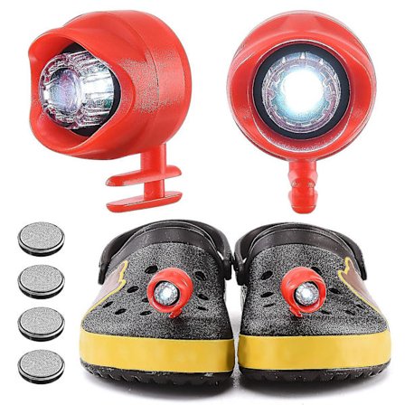 2 stk. forlygter til Croc-hulsko, lys til vandreture, camping og advarsel