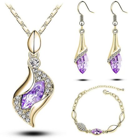 18k Roséguldpläterat Färgglatt Österrikiskt Kristallhänge Smyckesset Damgåva