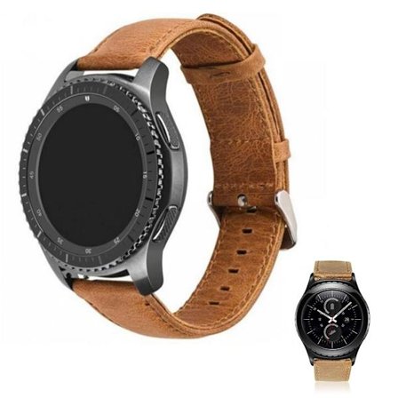 22mm Crazy Horse Huawei Watch GT læder Urrem - Lysebrun