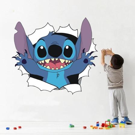 Stitch lastenhuoneen sisustusseinätarra 34,5 * 32 cm Cartoon Anime Graffiti rikkinäinen seinätarra tarra itseliimautuva seinäkuvajuliste Pvc seinä P