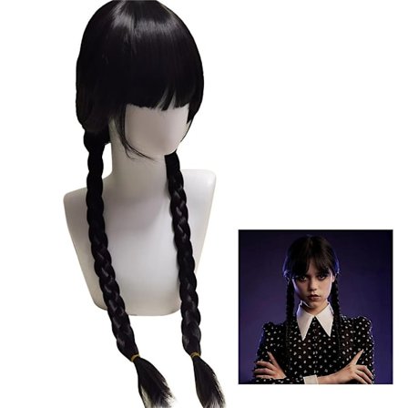 Girls Wig Wednesday Addams Family Thing Peruk Cosplay Party Decors zy V