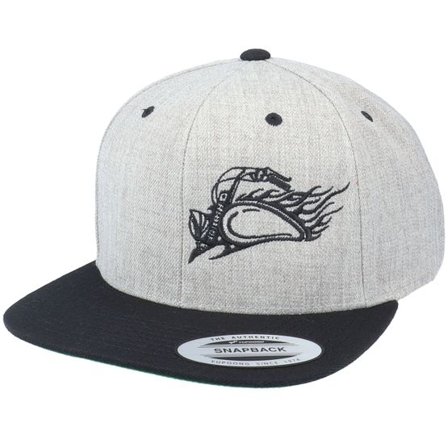 Born To Ride - Grå snapback Keps - Flame Bike Logo Heather Grey/Black Snapback @ Hatstore
