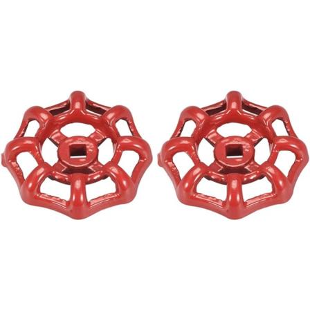 Utvendig metallkran Rundt hjulhåndtak, firkantet brosje 6x6mm, hjul OD 58mm Farge Støpt stål Rød 2stk