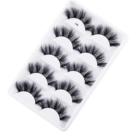 5 Par 3d Mink Fransar Mjuka Fluffiga Dramatiska Lösögonfransar 34b