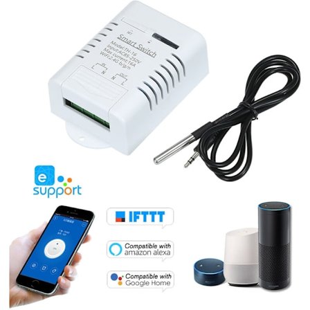 eWeLink TH-16 Smart Wifi Switch 16A/3500W Temperaturövervakning Trådlöst Hemautomatiseringskit med DS18B20 Vattentät Temperatursensor Kompatibel