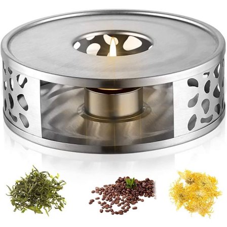 Rostfritt stål tekanna, tebricka värmare med ljusstake