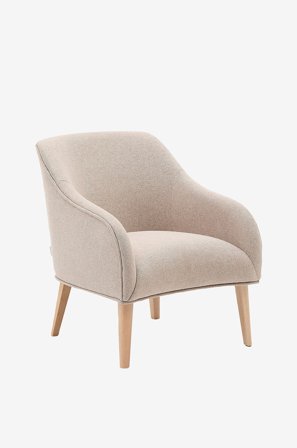 Kave Home - Bobly lenestol i beige og med massivt bøketre i en naturlig finish - Beige - Lenestoler - Fra Homeroom