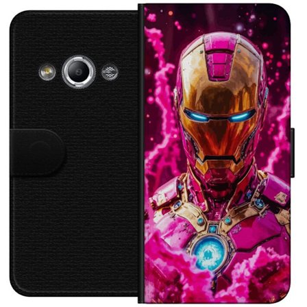 Kompatibelt Lommeboketui til Samsung Galaxy Xcover 3 Klosset grønn figur i pikselert fantasiverden med trehus og dyr i retro spillmiljø