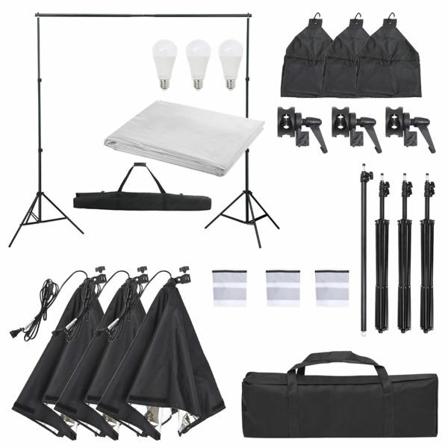 Vidaxl Fotostudio Med Lampor Och Bakgrund Svart