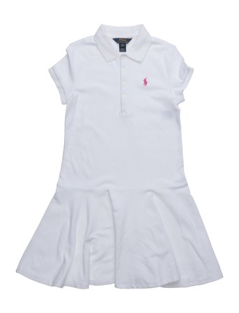 Ralph Lauren Kids Stretch Mesh Polo Dress - White - 129-130