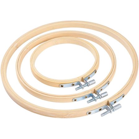 Sæt med 3 bambus broderirammer i forskellige størrelser