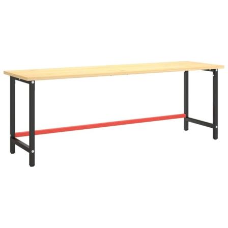 Vidaxl Ram För Arbetsbänk Svart Och Matt Röd 220x57x79 Cm Metall Svart