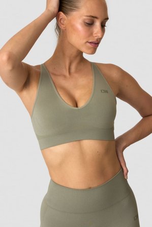 ICANIWILL - Sculpt Seamless V-neck Sports Bra Light Khaki Green - Dames - sportkleding van ICIW