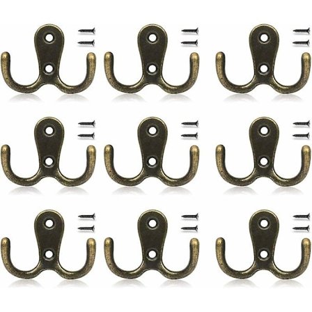 10 Stykker Vintage Krog, Metalkrog Retro Dobbelt Vægkrog, Zinklegeringskrog, Badeværelse, Frakke, Hat og Køkken, Soveværelseskrog og Dekoration BUI