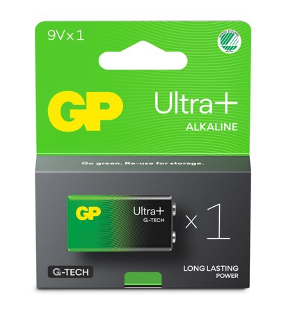 GP Ultra Plus Alkaline 9V-batteri, 1604/LR6LF22, 1-pakk