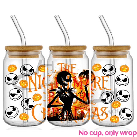 Jack And Sally Uv Dtf Cup Wrap Til 16Oz Libbey Glas Sticker Kan Tumbler Transfer Til Cup Wraps Libbey FJ19 16OZ