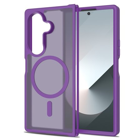 Yhteensopiva SAM Z Fold 7 vaakasuuntaisen taitettavan kotelon, magneettikotelon ja himmeän 2-in-1-kotelon kanssa (tummanvioletti)