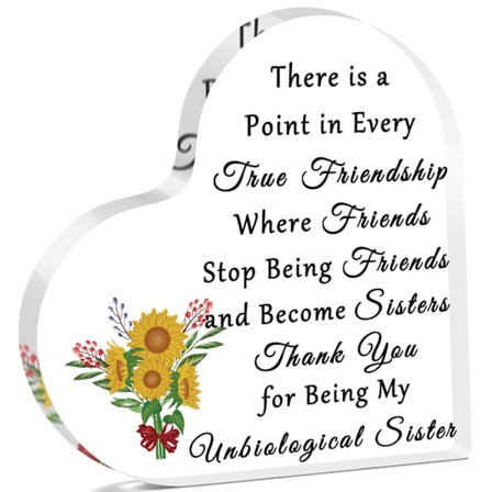 Ystävän lahjat naisille Parhaat ystävät Akryylilaatta Kiitoslahjat siskolle Bestie Sielunsisko Työkaveri Ystävyyden arvostus Sydämenmuotoinen laatta