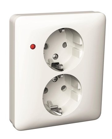 Schneider Electric WDE002198 Stikkontakt 2-veis, med jord, LED, hvit, Strømbrytere & vegguttak