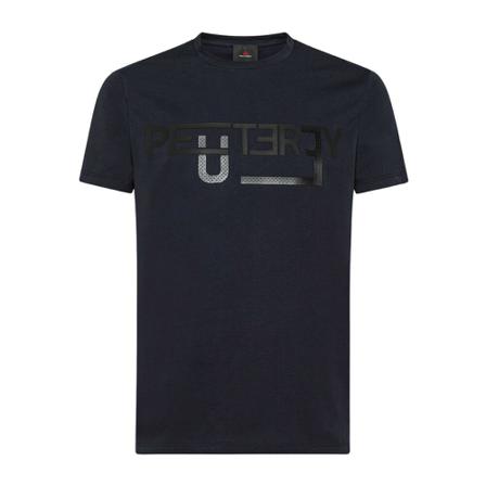 Peuterey, Cotton jersey short-sleeved t-shirt with lettering print Blauw, Heren, Maat:M