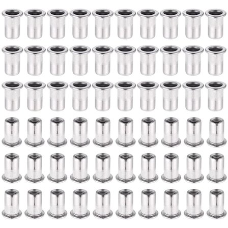 M6 rustfri stål nitte møtrikker fladt hoved blind gevindindsats klemme 60 stykker