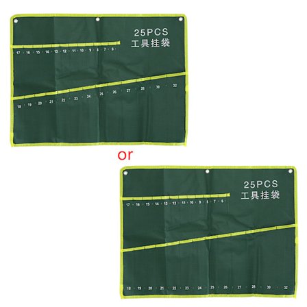 25 Fickor Slitstark Canvas Skiftnyckel Verktyg Rulla Upp Förvaringsväska