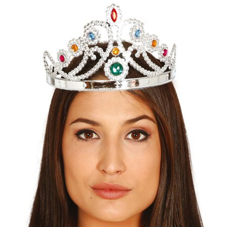 Tiara Yhdeksällä Jalokivillä Hopea