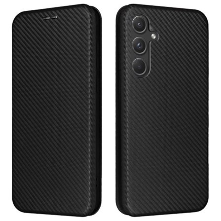 SKALO Samsung A55 5G Carbon Fiber Plånboksfodral - Svart