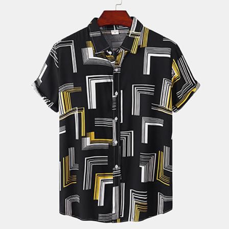 T-shirt Med Geometriskt Print För Män