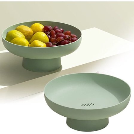 ING Frugtskål - Multifunktionel snackholder - Velegnet til stue, bordplade - Dekorativt stativ til dessertbord - Grøn