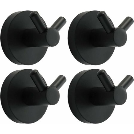 Hårdvaruklädkrok för badrum i rostfritt stål (svart klädkrok - 4 st)