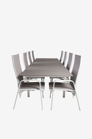 Venture Home - Ruokailuryhmä Louis, sis. 8 kpl ruokapöydän tuoleja Cassie - Harmaa - Ruokailuryhmät - - Homeroom