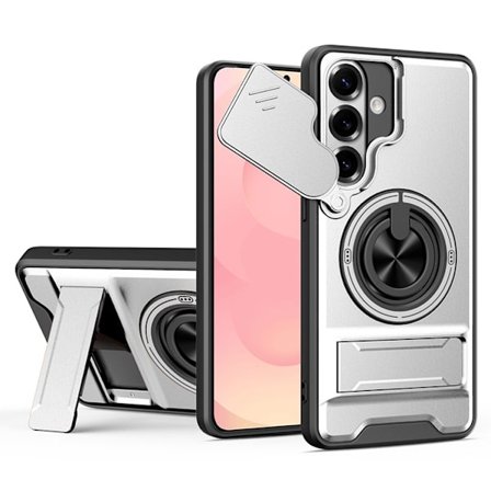 Mobilskal till Galaxy S26/S26 Pro med Camera Lens Slider Ringhållare - Silver