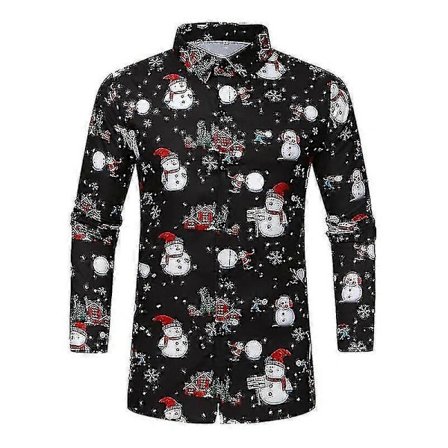 /EA/Hirvipainatus Joulupaidat Yksirivinen Matkapusero Lumimies Painettu Tunika Paita XL Musta Lumimies