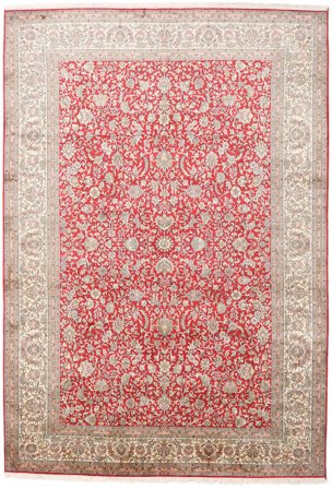 216X311 Alfombra Cachemira Pura De Seda Oriental Beige/Naranja (Seda, India) Carpetvista