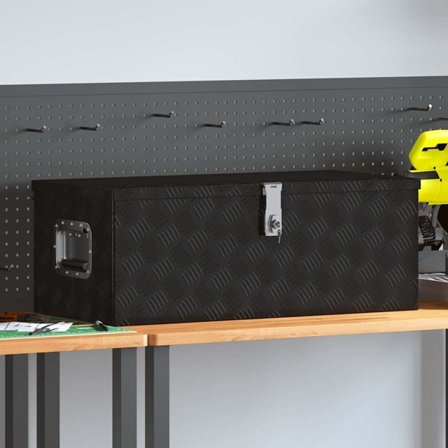 vidaXL Förvaringslåda svart 80x39x30 cm aluminium