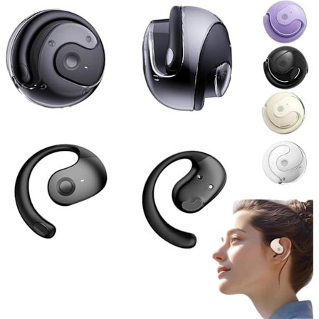 Caduola 2024 Ny Opgraderet Open 3D Stereo Øre-krog Bluetooth Lille Kokosnød Bold Bluetooth Headset (sort)