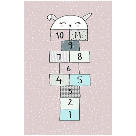 Hopscotch Tellmatte med Fargerikt Tegneserieanimasjonsmønster Barn Sklisikker Tellmatte, Myk Gulvmatte