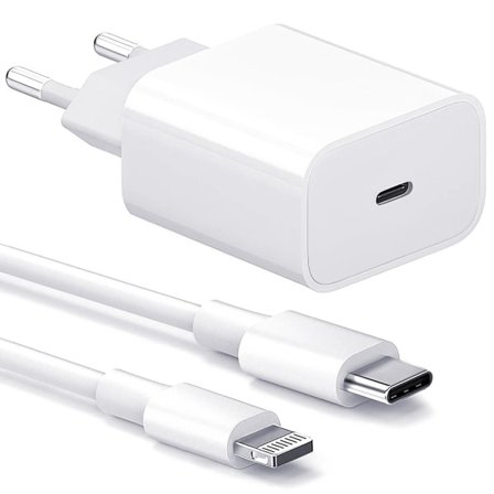 Laddare för iPhone - Snabbladdare - Adapter + Kabel 20W USB-C Vit 1-pack iPhone