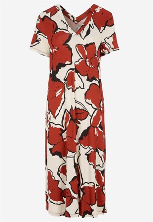 Cellbes of Sweden - V-halset Jersey-kjole i rust / mønstret for damer i størrelse 46/48