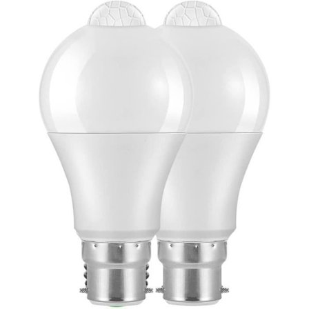 (Cool White) B22 LED-lampa - 2-pack - Rörelsedetektor - 12 W - 1020 lm - Kallvit 6000 K