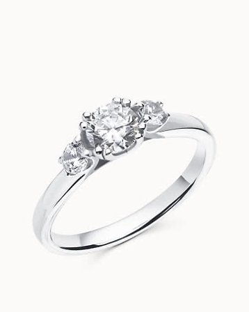 Trestensring Eloise med doble klør - 18K Hvitt Gull, Naturlig Diamant