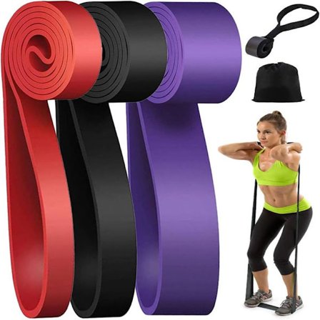 Motståndsband (3 stycken) Dragband för styrketräning Fitness Pilates Yoga Stretch Toning Dragband Inkluderar Dörrankare