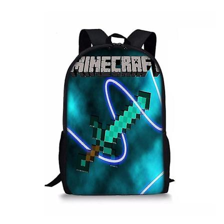Minecraft Print Barnryggsäck för Pojkar och Flickor, Skolväska, Resväska, A
