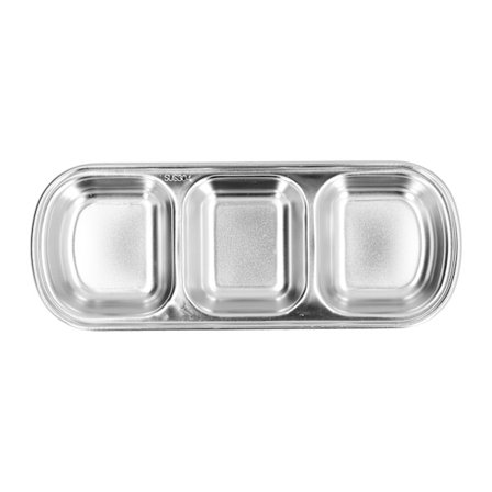 Rustfrit stål 3-rums hot pot sauce krydderi skål kantine snack tallerken