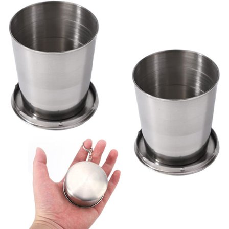 2 stk. sammenklappelige krus i rustfrit stål, ZQKLA