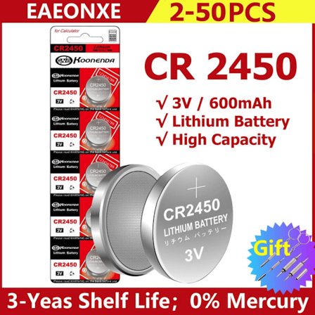 CR2450 3V litiumparisto CR 2450 DL2450 BR2450 LM2450 KCR5029 leluauton avaimelle kaukosäädinkello LED-valopainike kolikkokenno